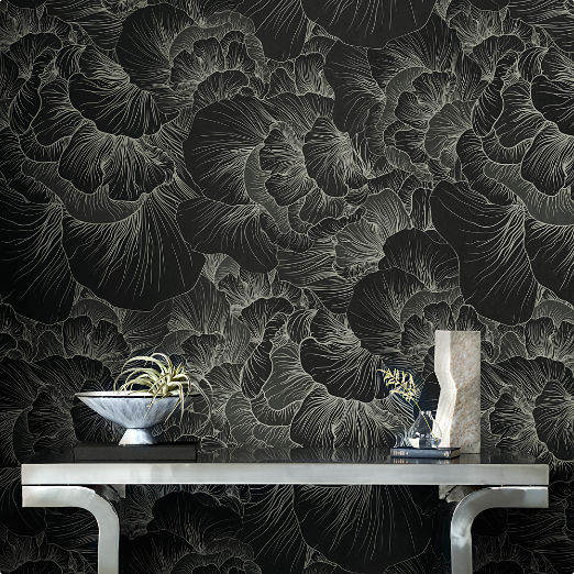 Venation Soft Black Wallpaper