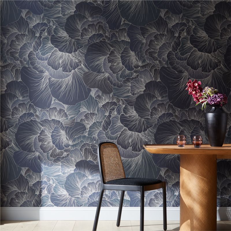 Venation Navy Wallpaper + Reviews | CB2 Canada