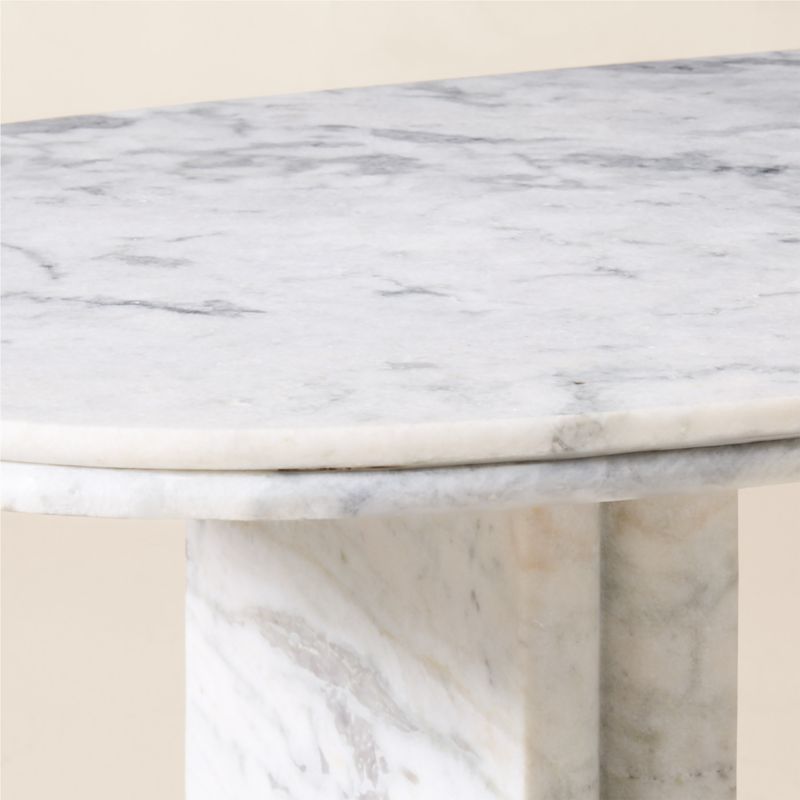 Vendome 90" Oval White Marble Dining Table - image 6 of 8