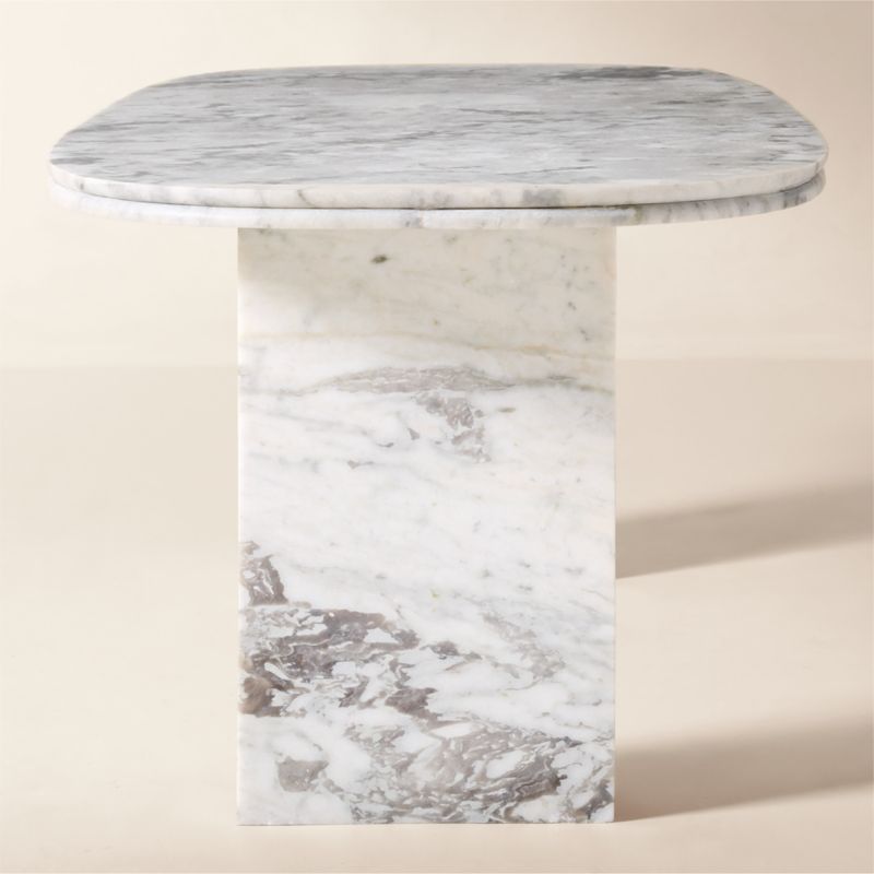 Vendome 90" Oval White Marble Dining Table - image 5 of 8