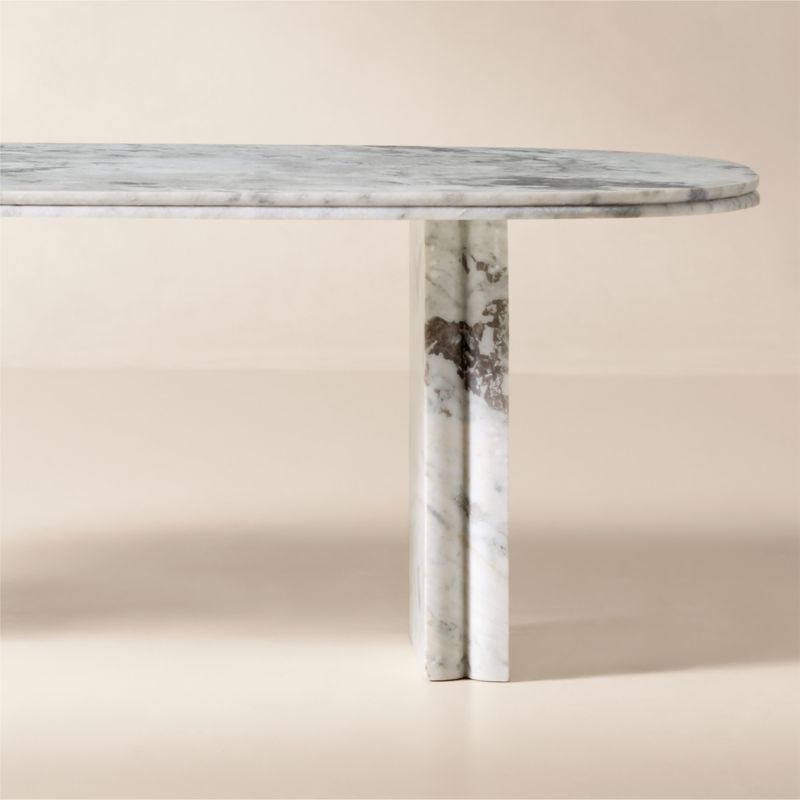 Vendome 90" Oval White Marble Dining Table - image 4 of 8
