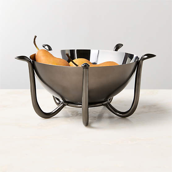 Venom Stainless Steel Serving Bowl with Black Cast Aluminum Frame