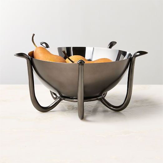 Venom Stainless Steel Serving Bowl with Black Cast Aluminum Frame