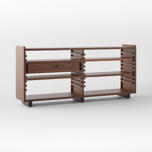 Ventura Walnut Wood Low Bookcase