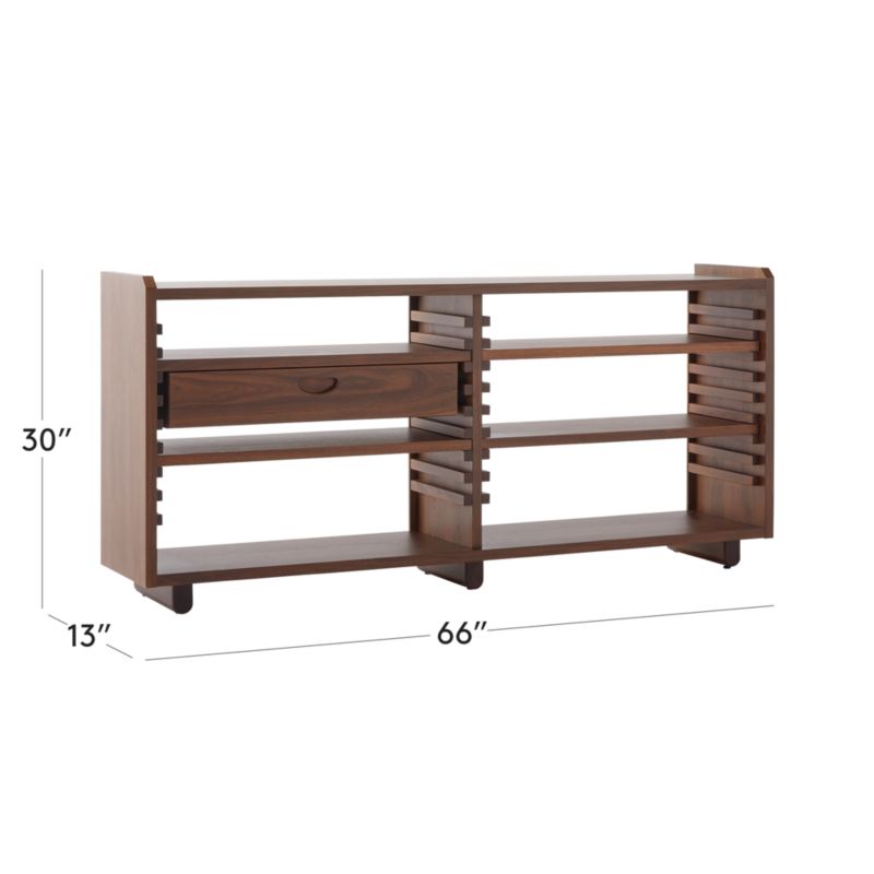 View Ventura Walnut Wood Low Bookcase - image 3 of 12