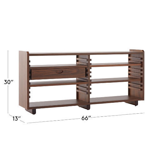 Ventura Walnut Wood Low Bookcase