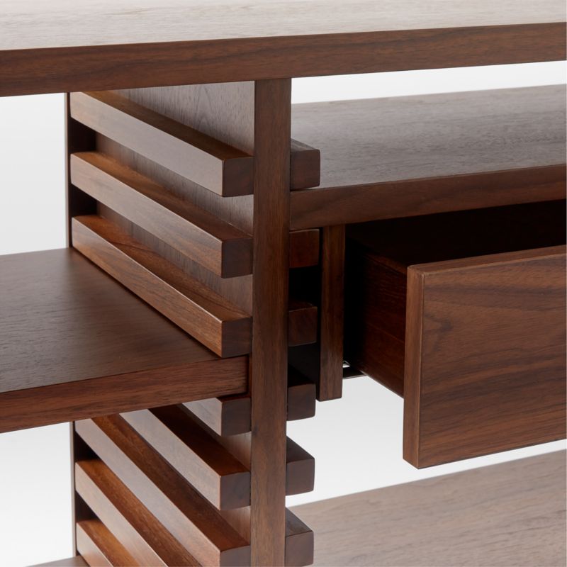 Ventura Walnut Wood Low Bookcase - image 11 of 12