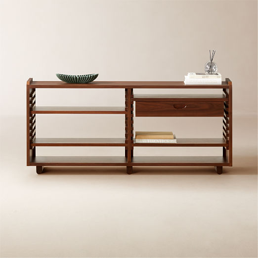 Ventura Walnut Wood Low Bookcase