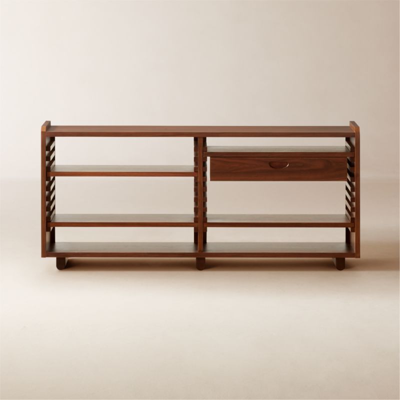 Ventura Walnut Wood Low Bookcase - image 0 of 12