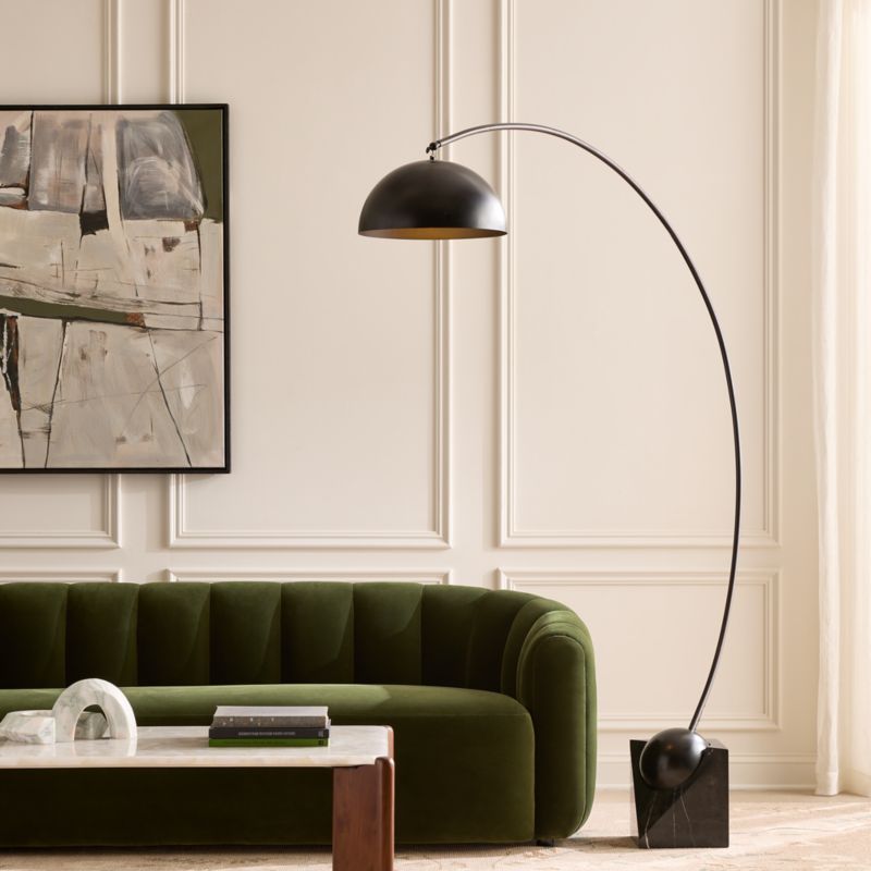 Venus Black Arc Floor Lamp with Marble Base - image 2 of 10