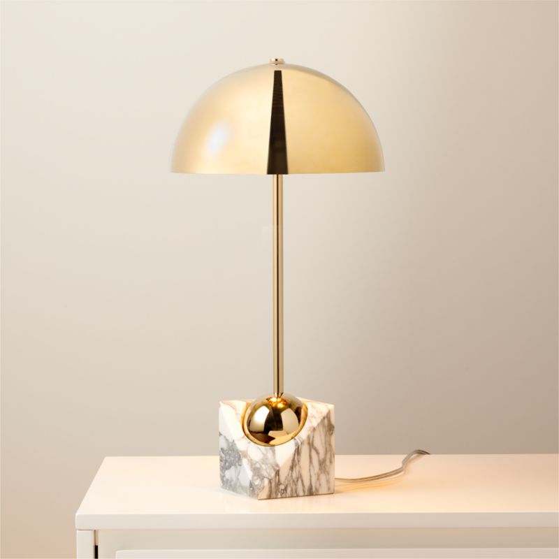 Venus Champagne Metal Dome Table Lamp with White Marble Base - image 0 of 6