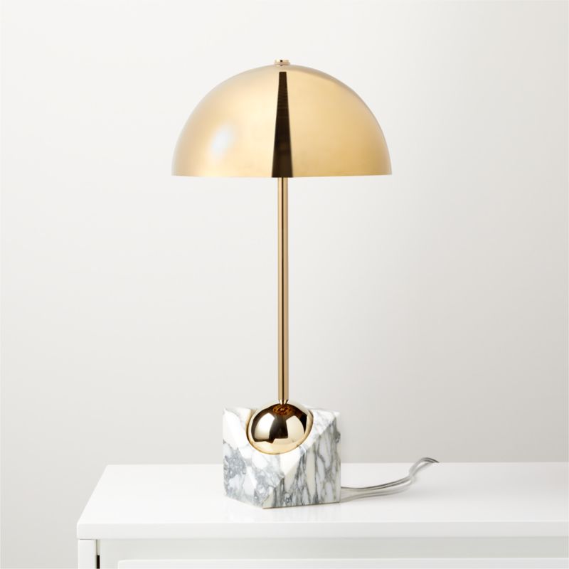 Venus Champagne Metal Dome Table Lamp with White Marble Base - image 2 of 6