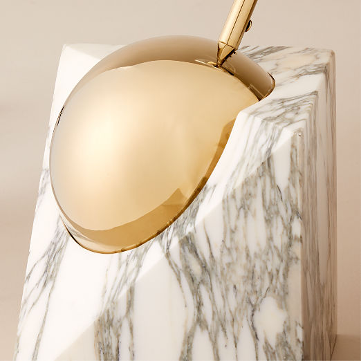 Venus Champagne Arc Floor Lamp with White Marble Base