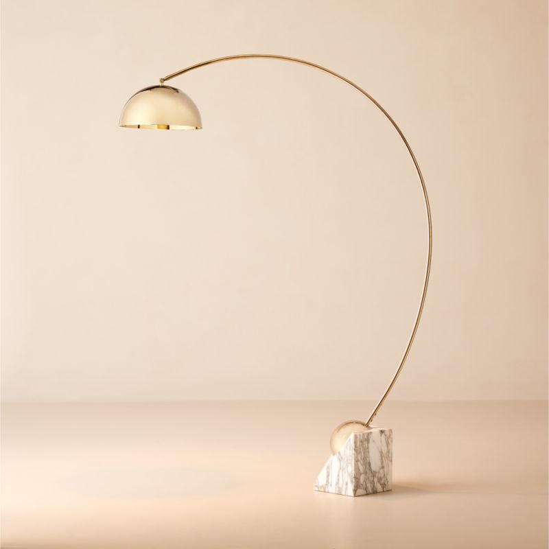 Viewing product image Venus Champagne Arc Floor Lamp with White Marble Base - image 1 of 5