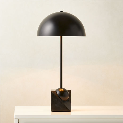 Venus Black Metal Dome Table Lamp with Marble Base