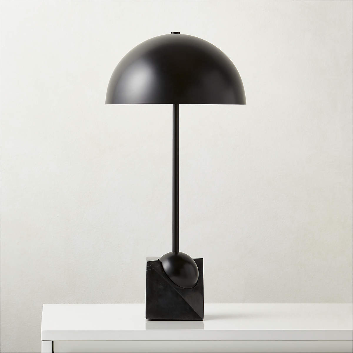 Venus Black Arc Modern Floor Lamp with Marble Base | CB2