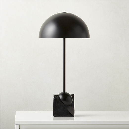 Venus Black Metal Dome Table Lamp with Marble Base