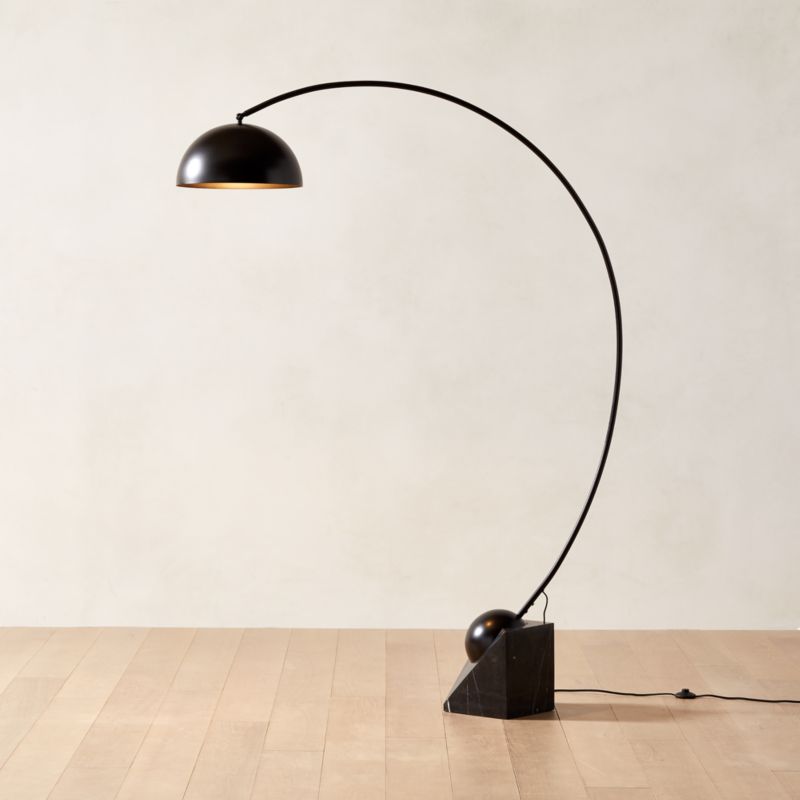 Viewing product image Venus Black Arc Floor Lamp with Marble Base - image 1 of 5