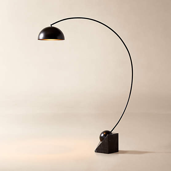 Venus Black Arc Floor Lamp with Marble Base