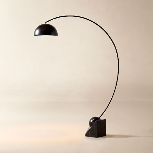 Venus Black Arc Floor Lamp with Marble Base