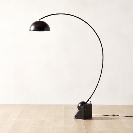 Venus Black Arc Floor Lamp with Marble Base