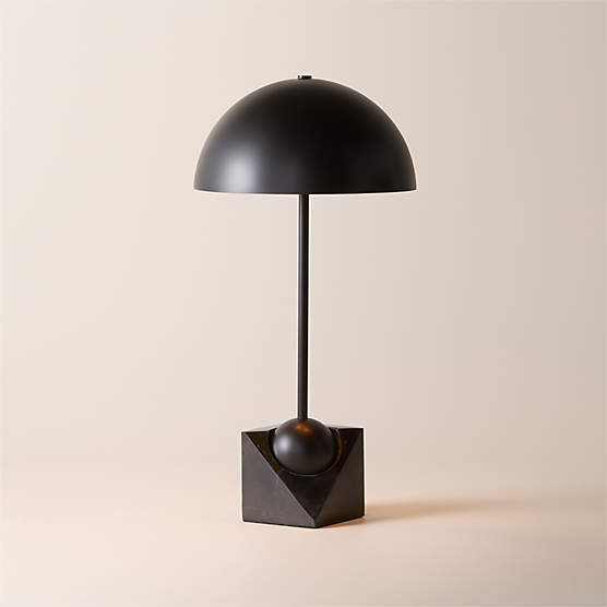 Venus Black Metal Dome Table Lamp with Marble Base