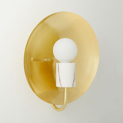 Vera Polished Brass and Marble Wall Sconce