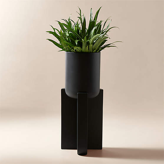 Verro Black Cement Standing Planter Tall