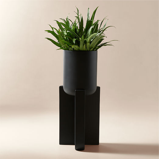 Verro Black Cement Standing Planter Tall