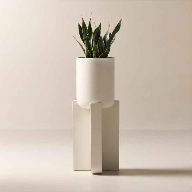 Verro White Cement Standing Planter Tall - image 0 of 4