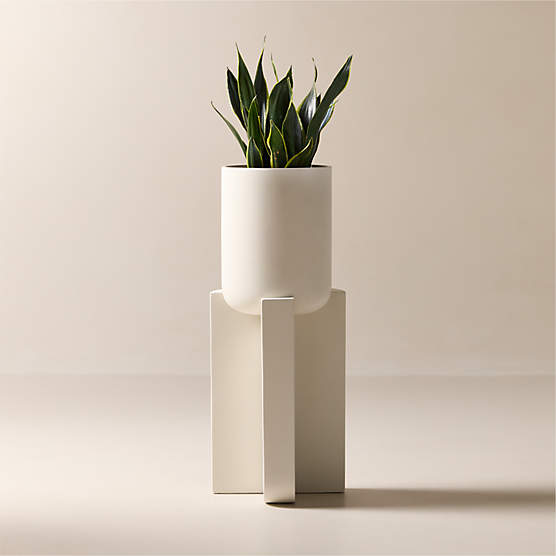 Verro White Cement Standing Planter Tall