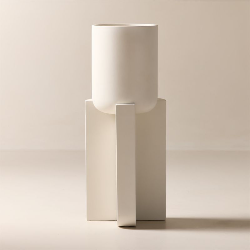 Verro White Cement Standing Planter Tall - image 2 of 4