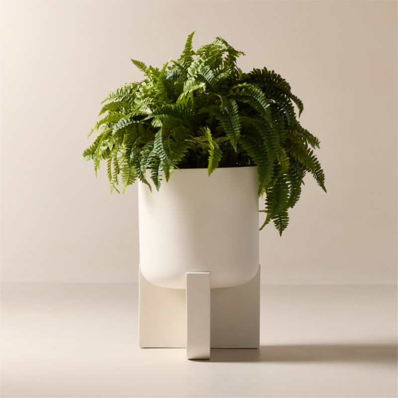 Verro White Cement Standing Planter Wide - image 0 of 4