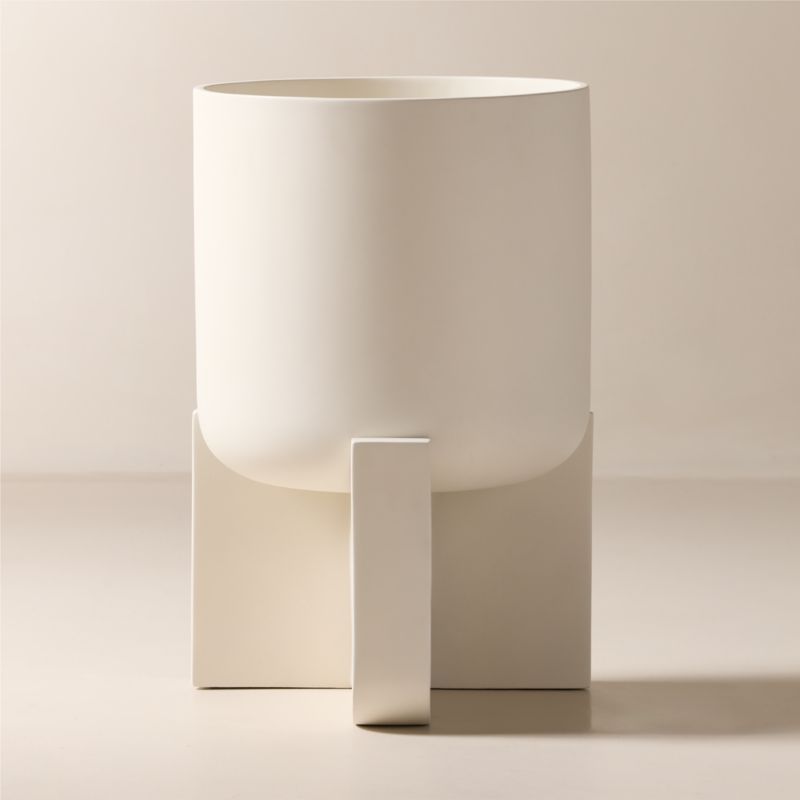 Verro White Cement Standing Planter Wide - image 2 of 4