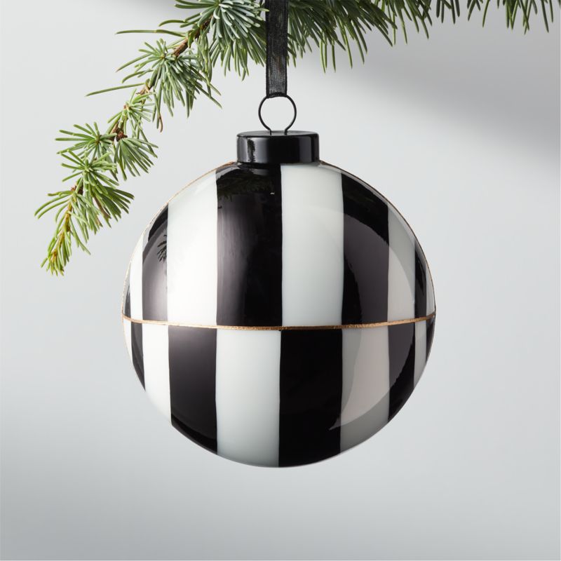 Versailles Black and White Glass Ball Christmas Tree Ornament 4.25" - image 0 of 6