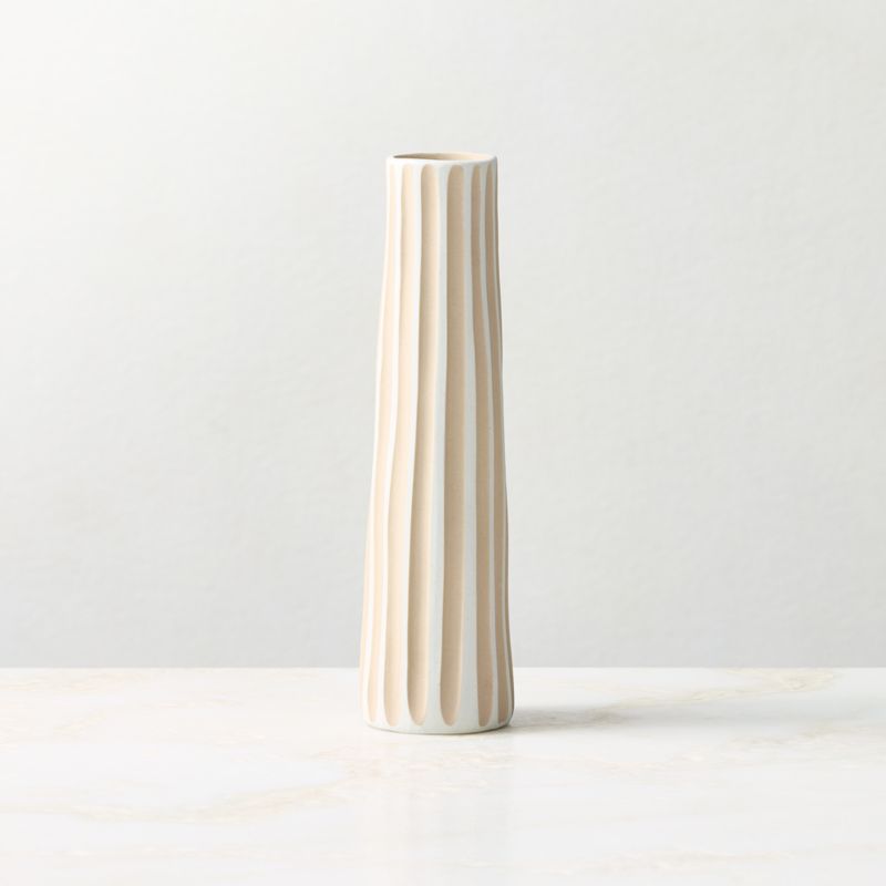 Vertis Taupe Striped Porcelain Bud Vase Medium 8.5" - image 3 of 5