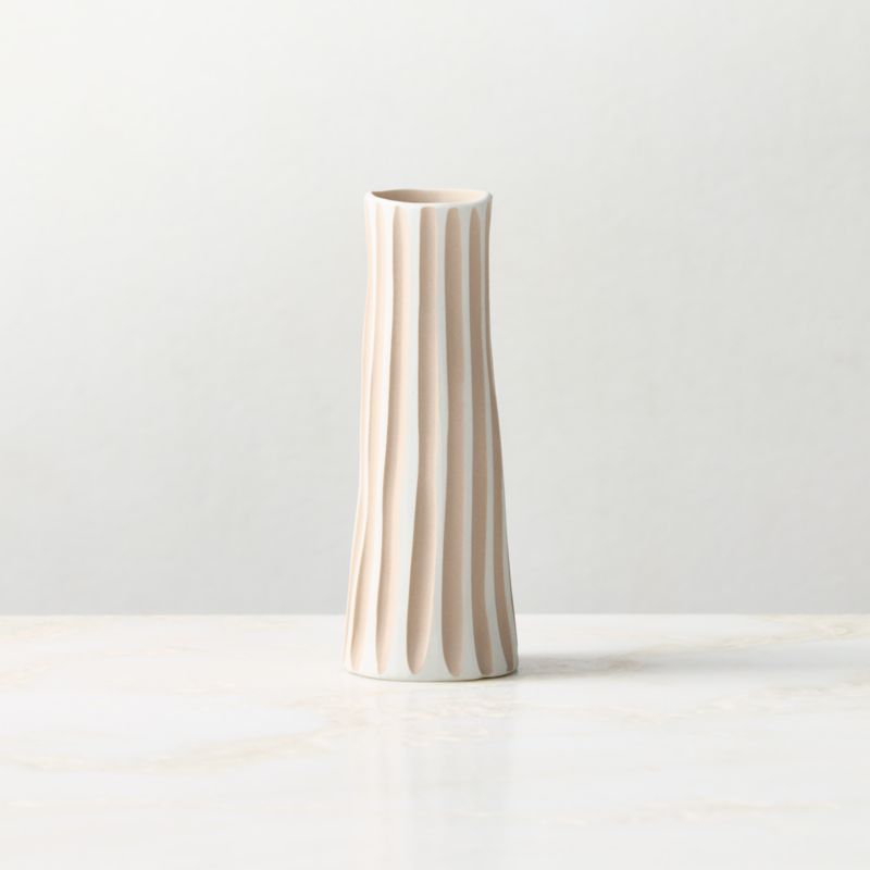 Vertis Taupe Striped Porcelain Bud Vase Small 6.25" - image 3 of 5