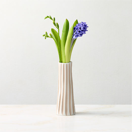 Vertis Taupe Striped Porcelain Bud Vase Small 6.25"