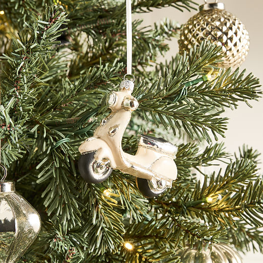 Italian Scooter Hand-Painted Glass Christmas Tree Ornament