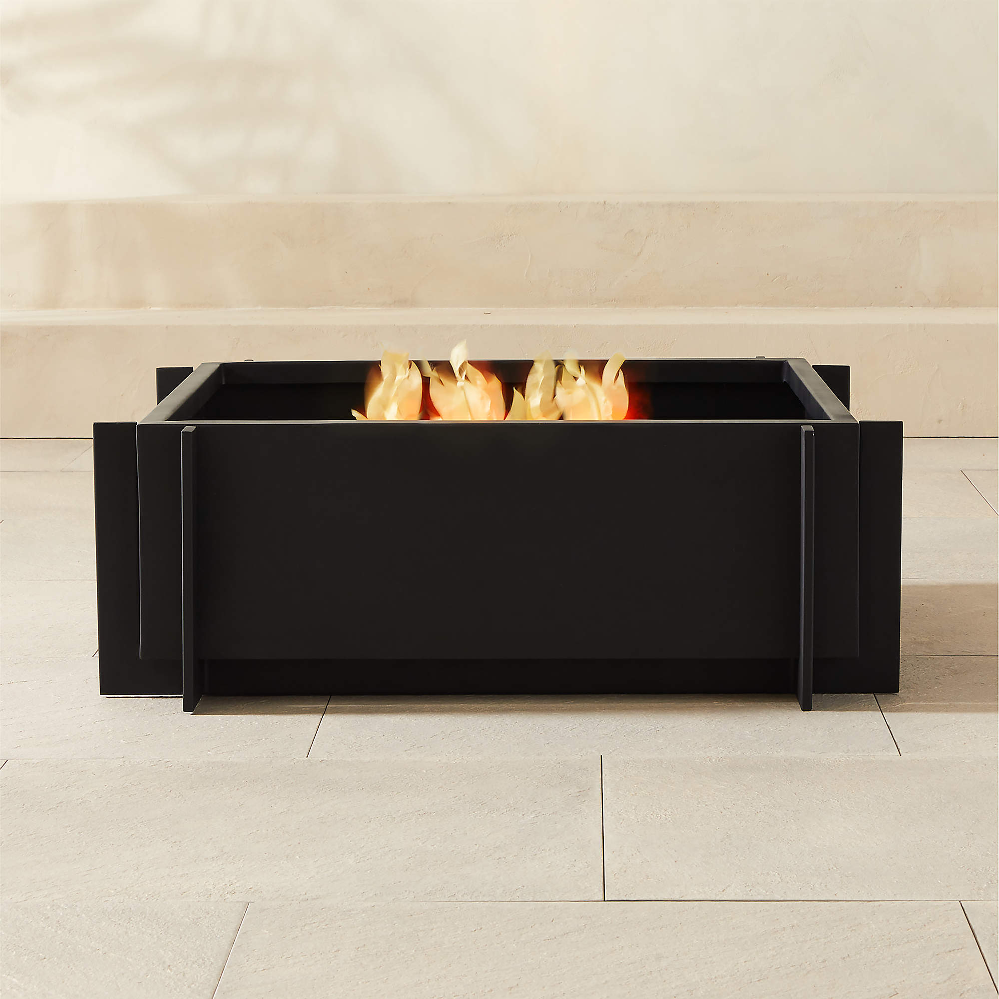 Vesta Square Black Metal Fire Pit CB2