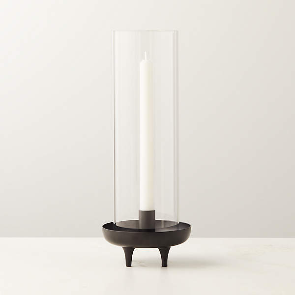 Vetro Matte Black Stainless Steel and Modern Glass Hurricane Candle Holder  + Reviews