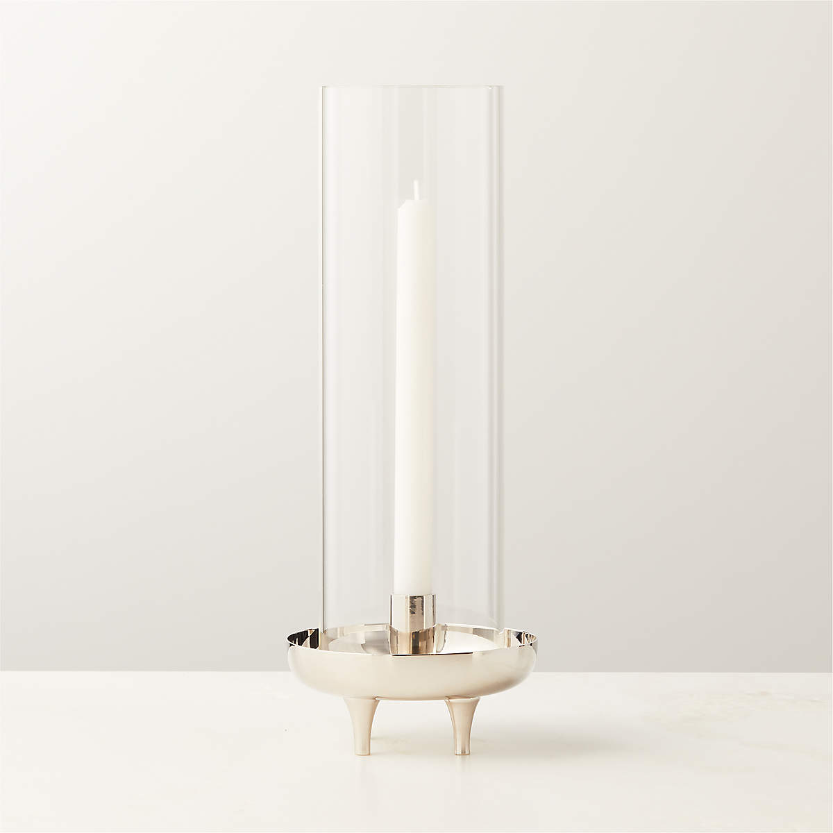 Vetro Polished Stainless Steel And Modern Glass Hurricane Candle Holder Reviews Cb2