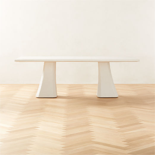 Via 92" Rectangular White Plaster Dining Table