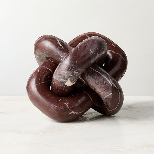 Via Red Marble Decorative Knot Sculpture