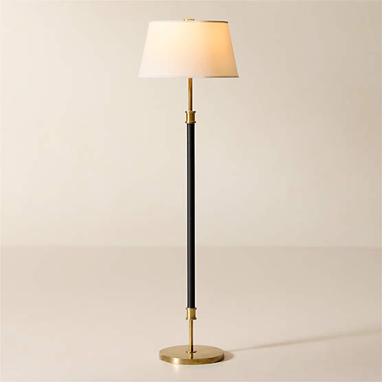 Viator Wrapped Black Leather Floor Lamp
