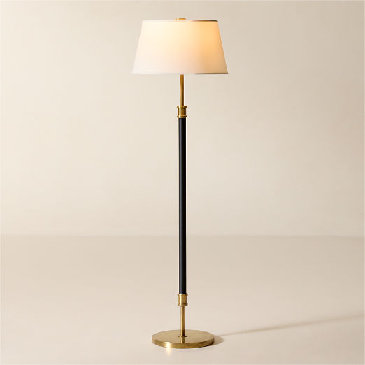 Viator Wrapped Black Leather Floor Lamp