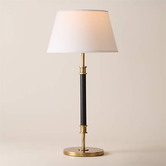 Viator Wrapped Black Leather Table Lamp