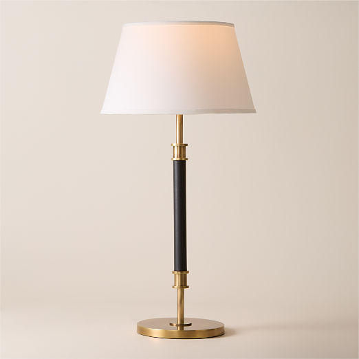 Viator Wrapped Black Leather Table Lamp