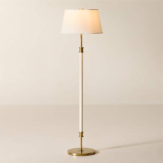 Viator Wrapped White Leather Floor Lamp