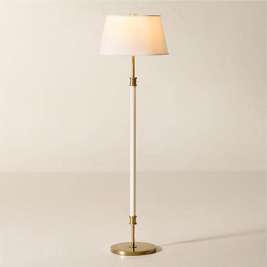 Viator Wrapped White Leather Floor Lamp